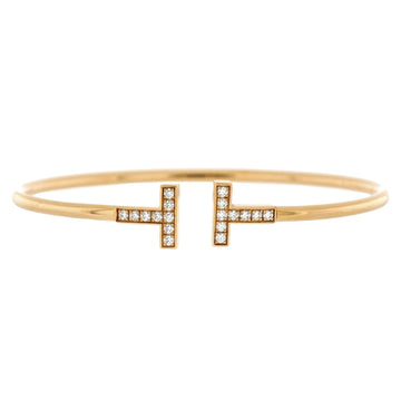 Tiffany & Co. T Wire Bracelet 18K Rose Gold with Diamonds