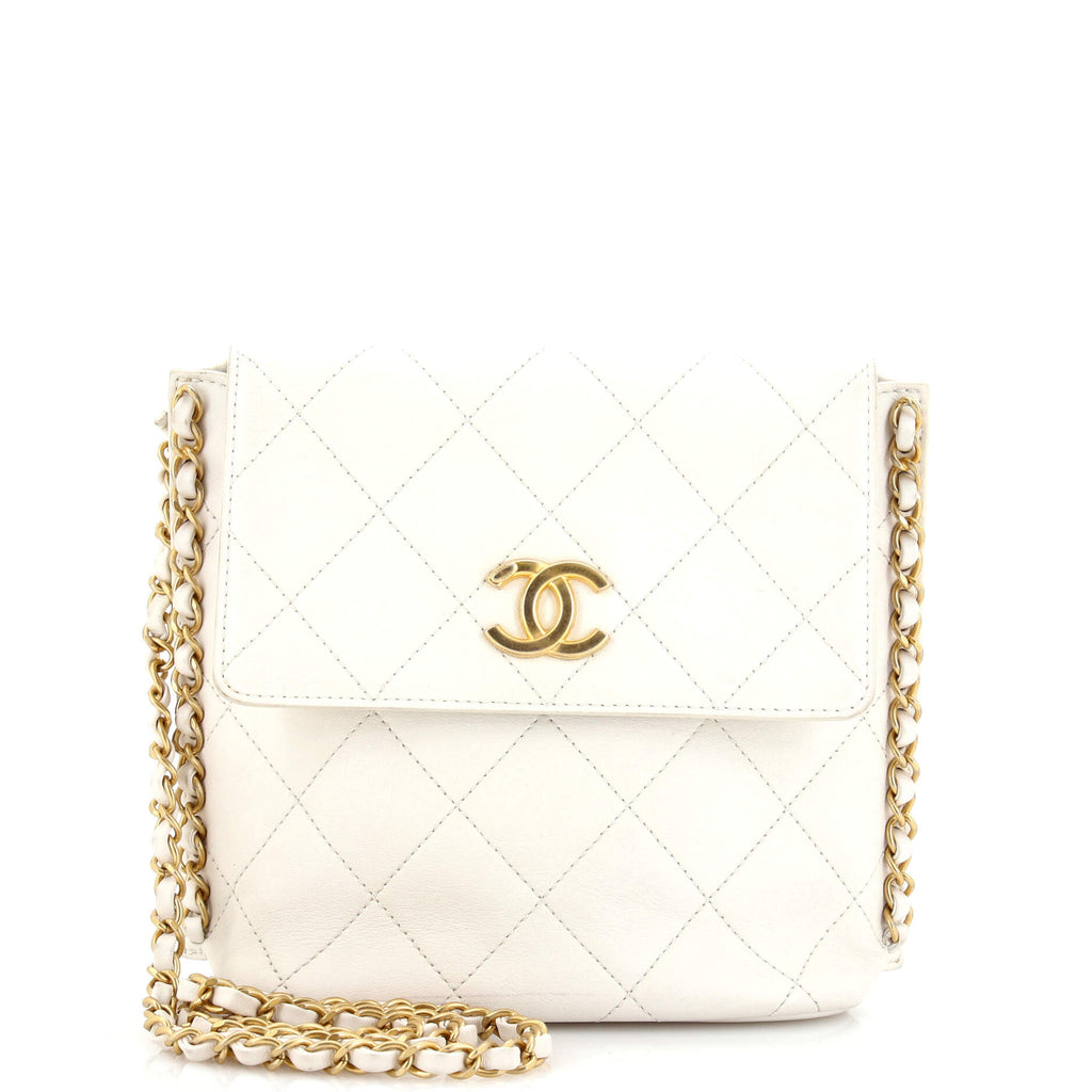 Chanel White Quilted Lambskin Leather Love Me Tender Hobo Shoulder