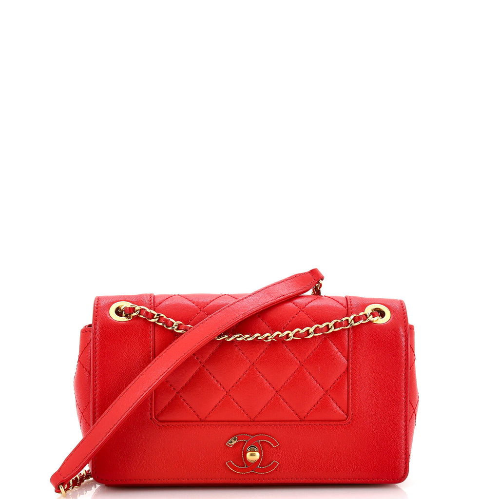 Chanel Mademoiselle Vintage Flap Bag Quilted Sheepskin Small Red 2269807