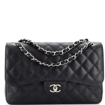Chanel Classic Double Flap Bag Quilted Caviar Jumbo