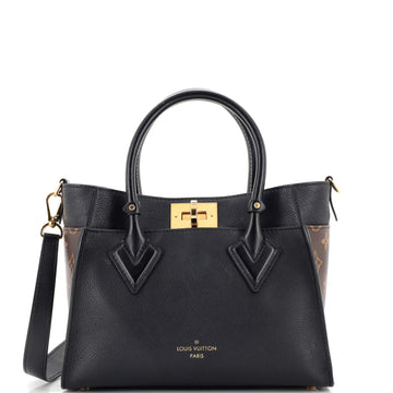 Louis Vuitton On My Side Tote Leather with Monogram Canvas PM