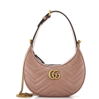 Gucci GG Marmont Half Moon Hobo Leather Mini
