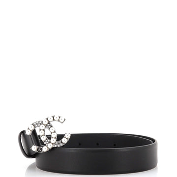 Chanel CC Belt Leather and Metal with Faux Pearls and Crystals Medium