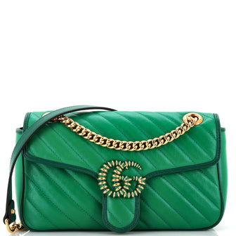 Gucci GG Marmont Flap Bag Diagonal Quilted Leather Small