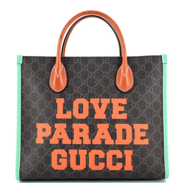 Gucci Love Parade Convertible Top Handle Open Tote Printed GG Coated Canvas
