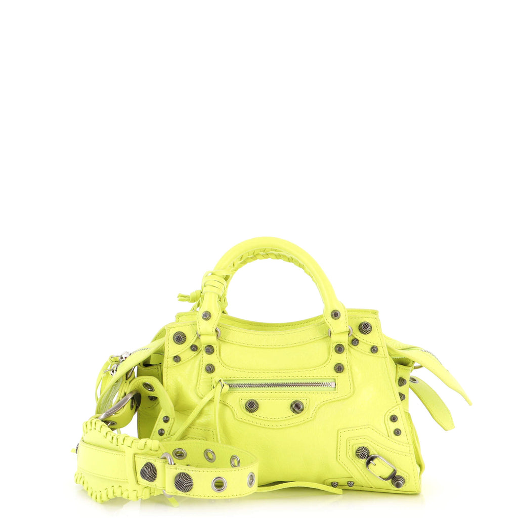 Balenciaga mini city bag in highlighter yellow