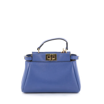 Fendi Peekaboo Handbag Leather Micro Blue 2271401