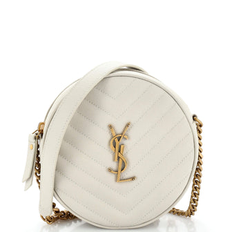 Saint Laurent Vinyle Round Camera Bag Matelasse Chevron Leather