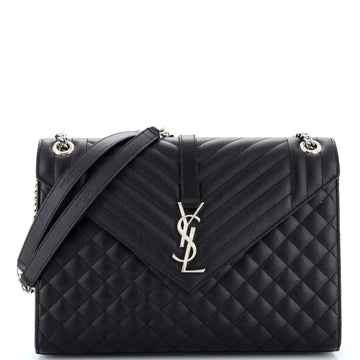 Saint Laurent Classic Monogram Envelope Satchel Mixed Matelasse Leather Large