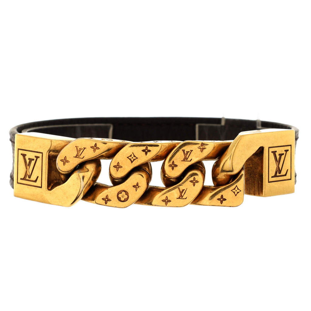 Louis Vuitton, Jewelry, Louis Vuitton Monochain Reverso Bracelet Metal  With Monogram Canvas And Leather