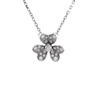Van Cleef & Arpels Frivole Pendant Necklace 18K White Gold with Pave Diamonds Mini