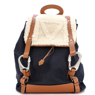 Louis Vuitton Shearling Backpack Canvas with Shearling