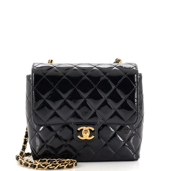 Chanel Very Square Flap Bag Quilted Patent Small