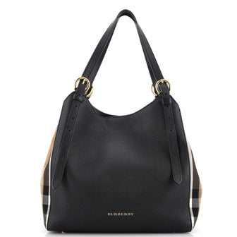 Burberry Canterbury Tote Leather and House Check Canvas Small