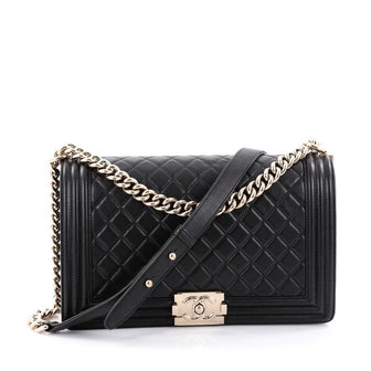  Chanel Boy Flap Bag Quilted Calfskin New Medium Black 2272104