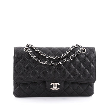 Chanel Classic Double Flap Bag Quilted Caviar Medium Black