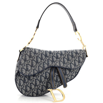 Christian Dior Vintage Saddle Bag Diorissimo Canvas Medium