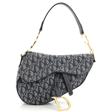 Christian Dior Vintage Saddle Bag Diorissimo Canvas Medium