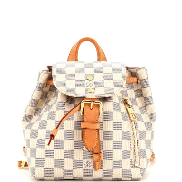 louis vuitton white checkered backpack