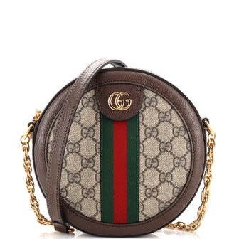 Gucci Ophidia Round Shoulder Bag GG Coated Canvas Mini