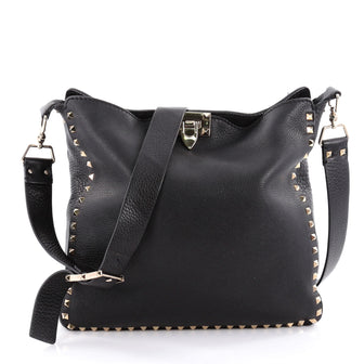  Valentino Rockstud Flip Lock Messenger Bag Leather Small Black 2272601