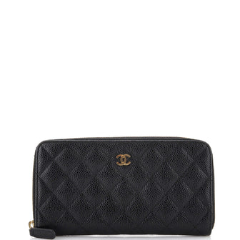 Chanel Zip Around Wallet Quilted Caviar Long