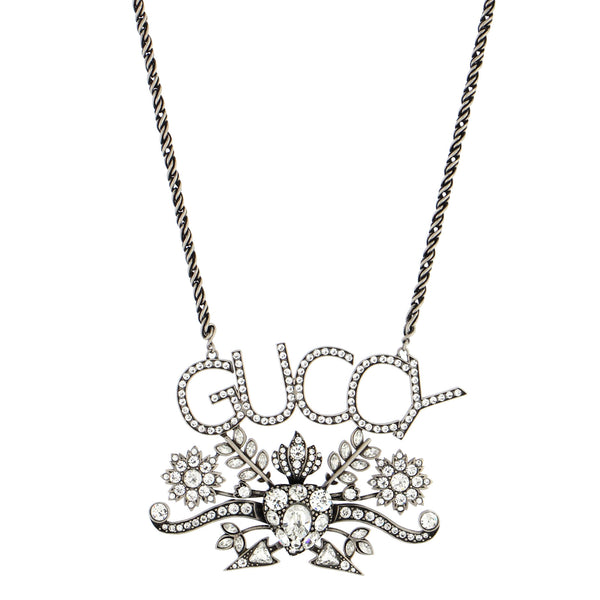 Gucci Cluster Pendant Necklace with Crystals Silver 2272991
