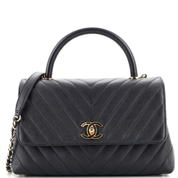 Chanel Coco Top Handle Bag Chevron Caviar Small