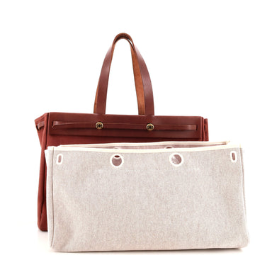Hermes Herbag Cabas Toile and Leather MM