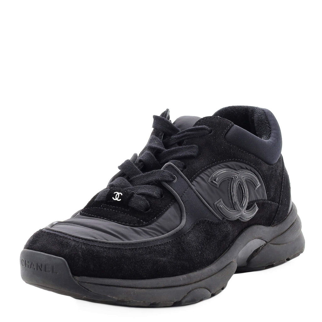 Chanel Women's CC Low-Top Sneakers Suede with Leather and Nylon Black  2273251