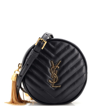 Saint Laurent Vinyle Round Camera Bag Matelasse Chevron Leather