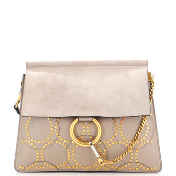 Chloe Faye Shoulder Bag Studded Leather and Suede Medium