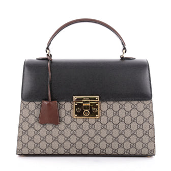 Gucci Padlock Top Handle Bag GG Canvas and Leather Brown 2273401