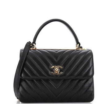 Chanel Trendy CC Top Handle Bag Chevron Lambskin Small