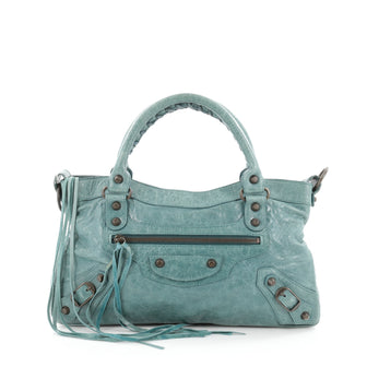 Balenciaga First Classic Studs Handbag Leather Blue 2273601