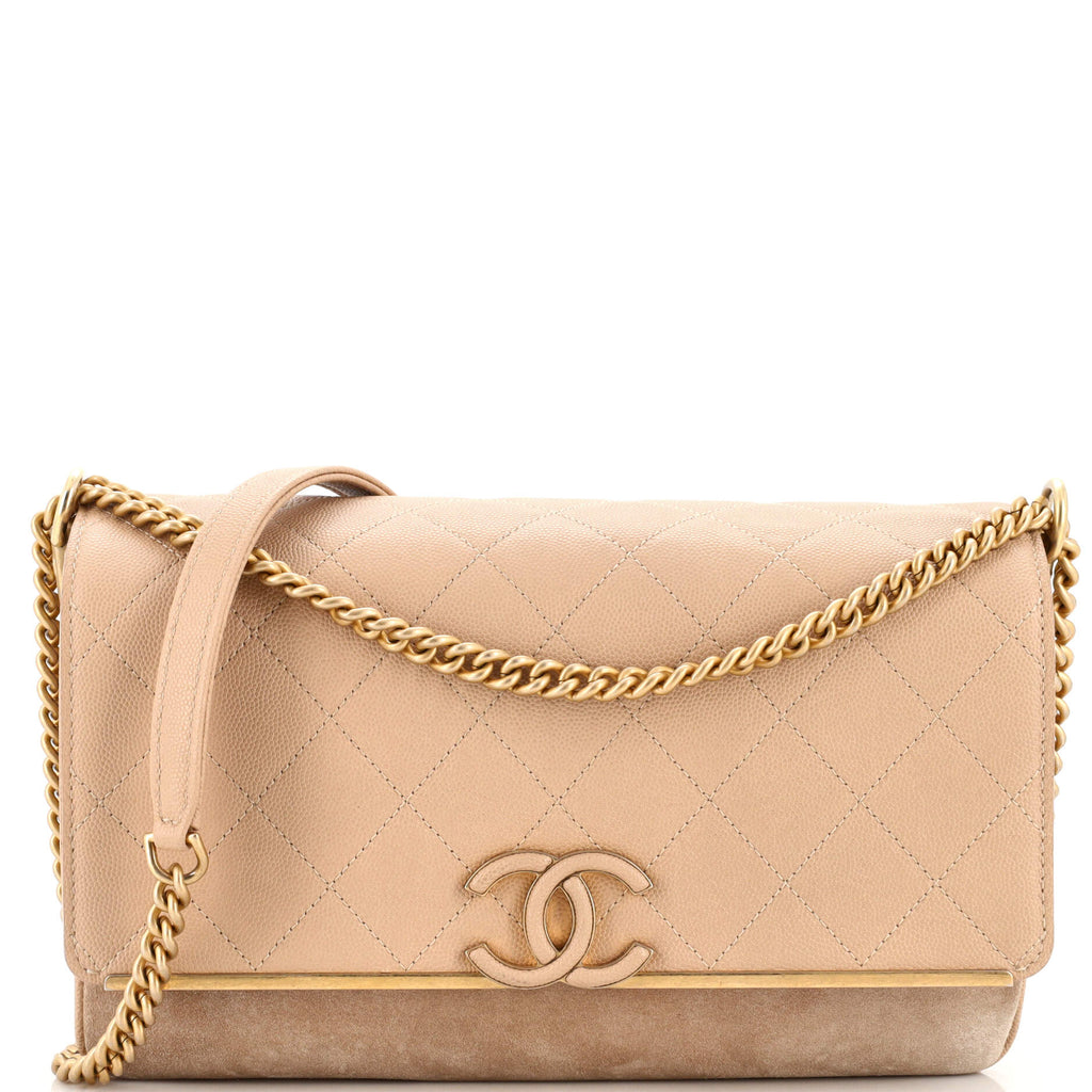 Chanel Lady Coco Flap Bag Quilted Caviar And Suede Large at