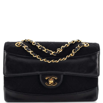 Chanel Vintage CC Chain Flap Bag Quilted Jersey and Lambskin Medium