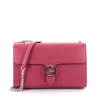 Gucci Interlocking Shoulder Bag Leather Medium Pink 2273801