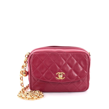 Chanel Vintage Front Pocket Camera Bag Quilted Lambskin Small Red