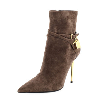 Tom Ford Women's Padlock Heeled Ankle Boots Suede