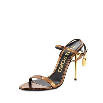 Tom Ford Women's Padlock Pointy Naked Heeled Sandals Leather 105