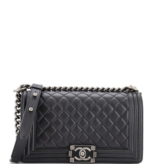 Chanel Boy Flap Bag Quilted Lambskin Old Medium