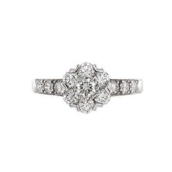 Van Cleef & Arpels Fleurette 1 Row Ring 18K White Gold and Diamonds Small