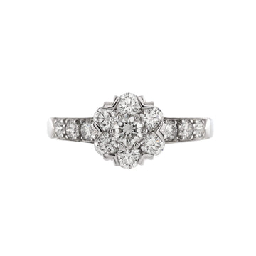 Van Cleef & Arpels Fleurette 1 Row Ring 18K White Gold and Diamonds Small