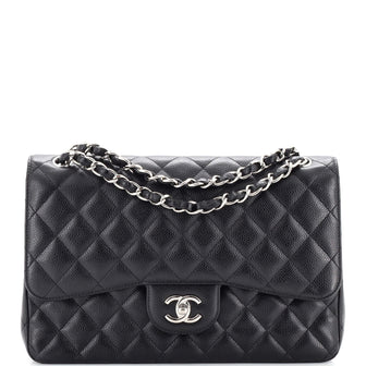 Chanel Classic Double Flap Bag Quilted Caviar Jumbo