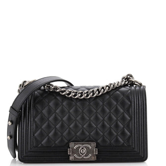 Chanel Boy Flap Bag Quilted Caviar Old Medium