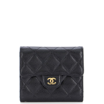 Chanel Trifold Flap Wallet Quilted Caviar Small