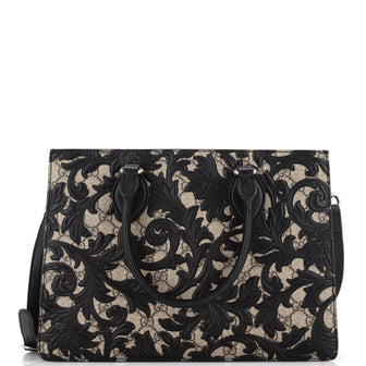 Gucci Convertible Gusset Tote Arabesque GG Coated Canvas Medium