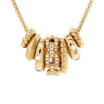 David Yurman Stax Rondelle Pendant Necklace 18K Yellow Gold with Diamonds