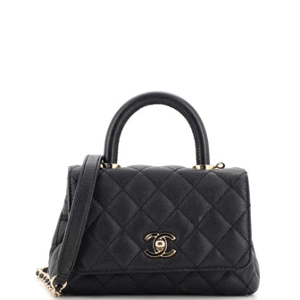 Chanel Coco Top Handle Bag Quilted Caviar Extra Mini
